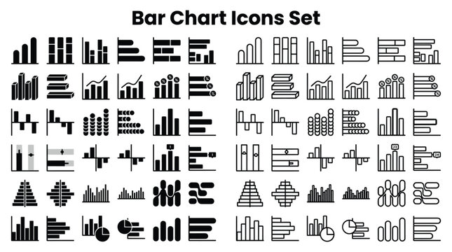 Barcode Icons Set Includes Various Chart Graphs and Symbols