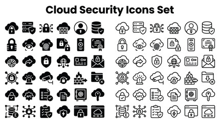 Obraz premium Cloud Security Icons Set for Data Protection and Storage Solutions