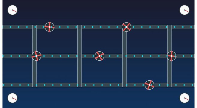 Abstract digital interface with rotating loading animation