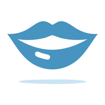 Blue lips icon flat design