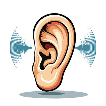 Illustration of an Ear Receiving Sound Waves