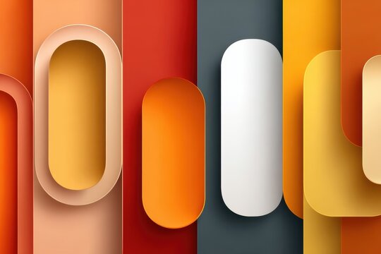 Colorful abstract rounded shapes wallpaper with layered orange, yellow and white ovals