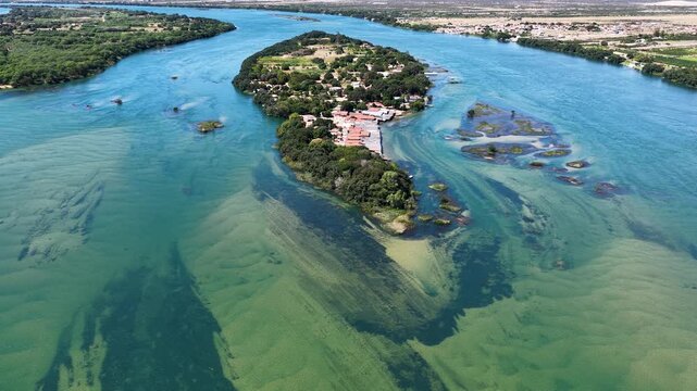Sao Francisco River In Petrolina In Pernambuco Brazil. Biggest Northeastern River. Massangano And Rodeadouro Islands. Nature Forest Trees. Sao Francisco River In Petrolina Pernambuco. Riverside Beach.