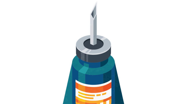 A vector graphic illustration of a syringe with a needle on a white background influenza in the winter season