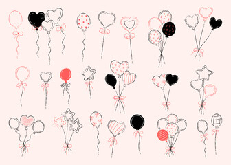 Obraz premium Balloon Set Celebration Doodle