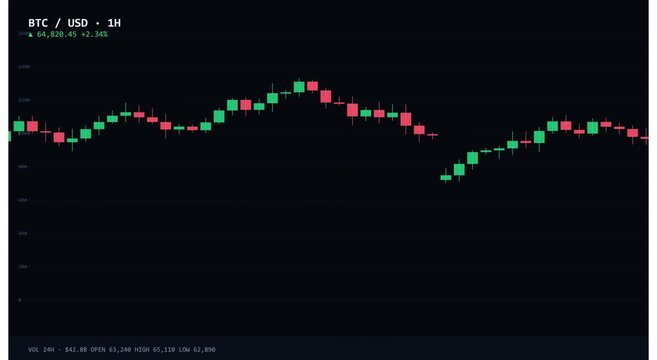 Bitcoin btc price chart candlestick market analysis animation
