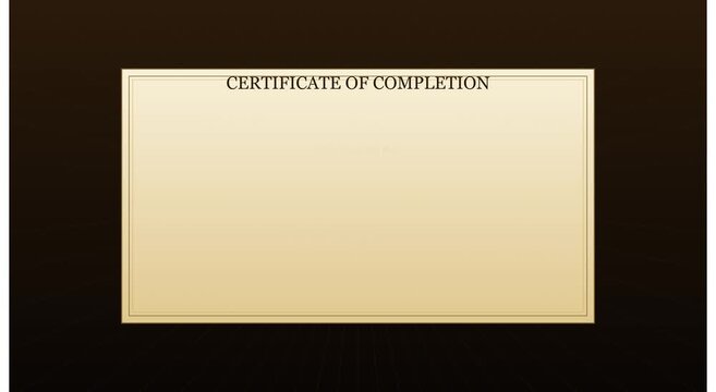 Digital certificate of completion for online course animation