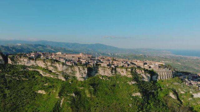 Gerace city on the hill near the Mediterranean Calabria sea