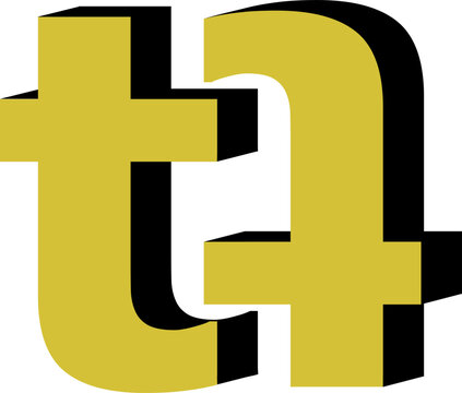 Logo monogramme moderne avec lettres T entrelac&eacute;es, style minimaliste noir et or