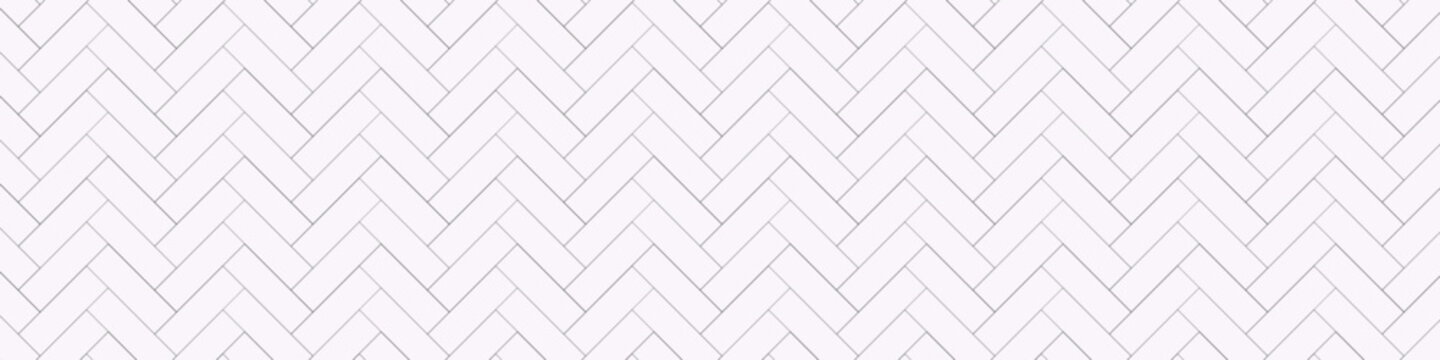 White herringbone tile seamless pattern. Subway stone or ceramic wall background. Kitchen backsplash or bathroom wall texture. Vector