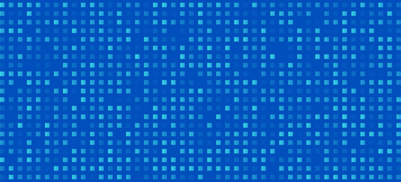 Abstract blue pixel grid background with glowing square mosaic pattern, modern digital technology style