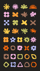 Naklejka premium Colorful abstract floral shapes element vector set
