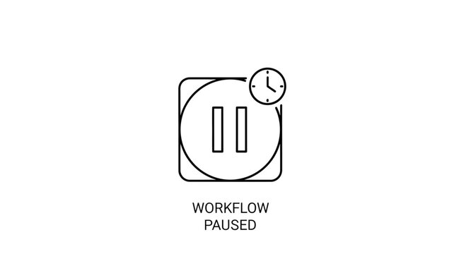 Workflow Paused Icon with Clock Symbol, Business Process Interruption Concept
