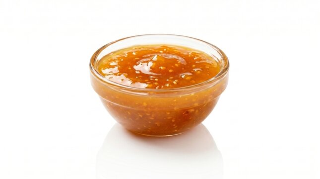 Nordic cloudberry jam on white background