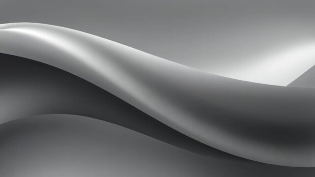 Silver wave abstract background with smooth metallic ribbon flowing across soft gray elegant