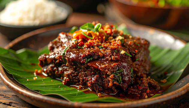 Close up view of indonesian food dish