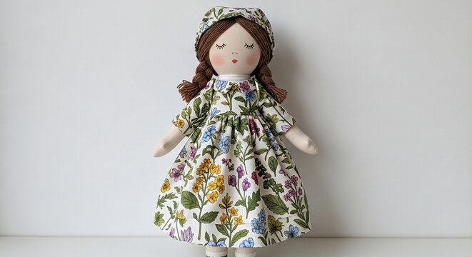 Cloth doll in floral dress