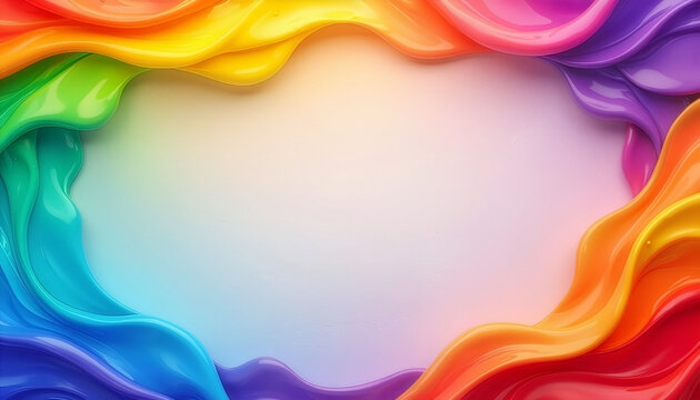 Colorful rainbow liquid frame for Pride Month background
