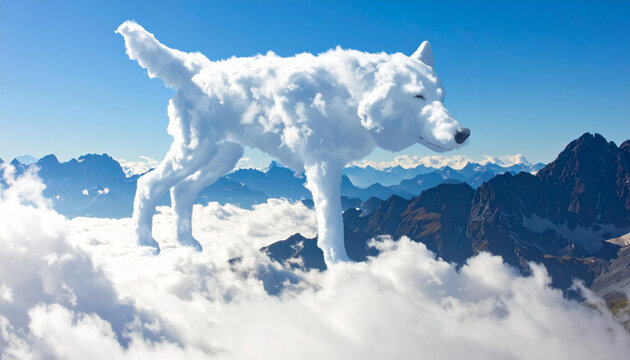 Cloud wolf above mountains