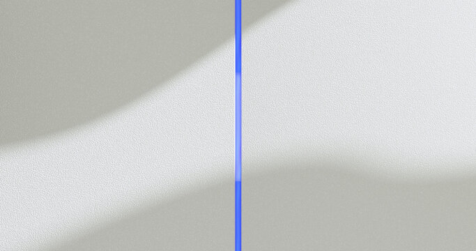 L&iacute;nea de Ne&oacute;n Azul Vertical Abstracta 3D sobre Pared Minimalista con Sombras 