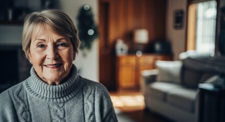 Fototapeta premium Smiling Senior Woman in Cozy Living Room