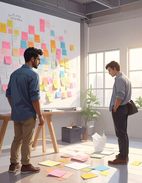 Colleagues brainstorming ideas together