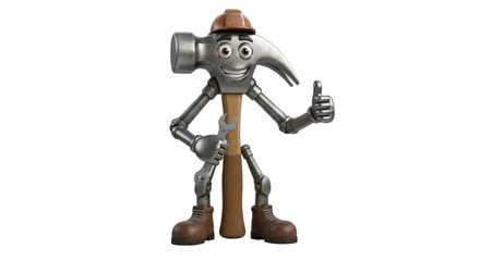 Fototapeta premium Friendly cartoon hammer character giving thumbs up