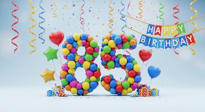 Colorful birthday celebration number eighty five