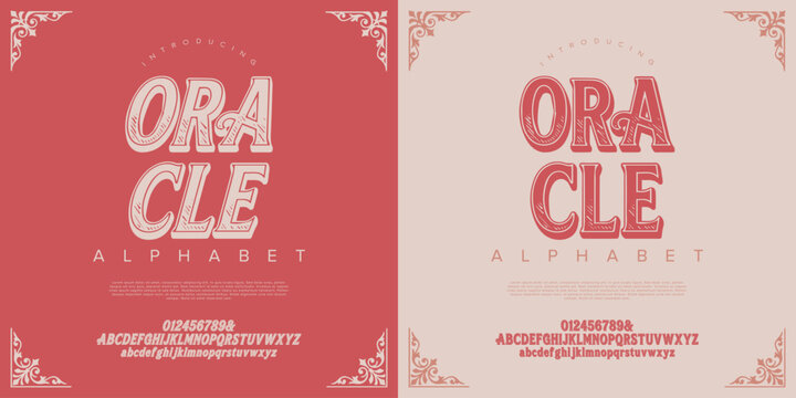 Oracle alphabet vector font retro outline shadow 3d typeface letters for poster design