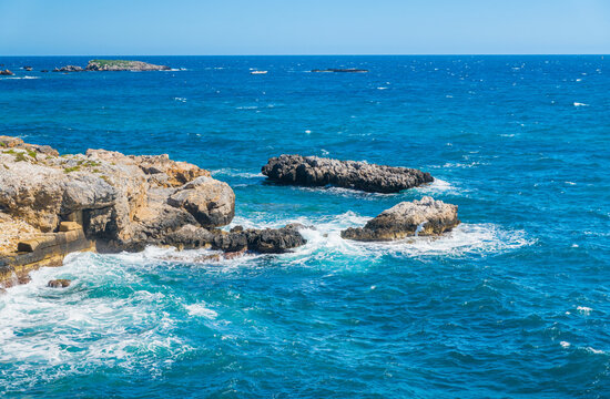 Beautiful coastal vista of Tabarca Island beach in Alicante Costa Blanca Spain