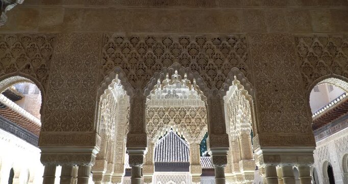 Stucco work in the Nasrid Palace of the Alhambra in Granada, Spain