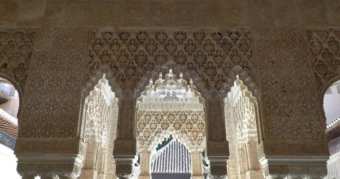 Stucco work in the Nasrid Palace of the Alhambra in Granada, Spain