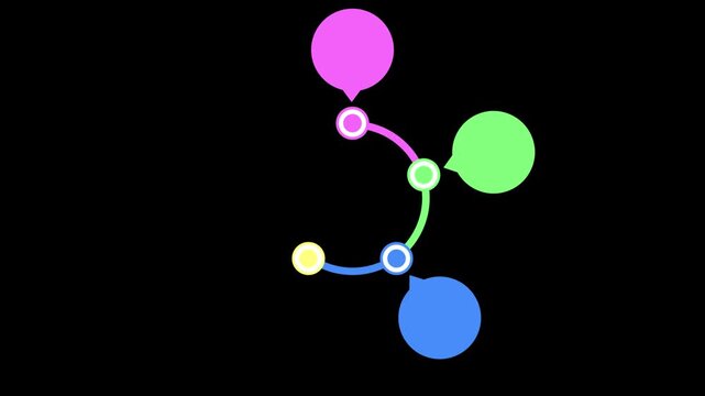 Animated circular infographic with 5 colorful connected nodes on a black background. Ideal for business presentations, process steps, and timeline concepts.