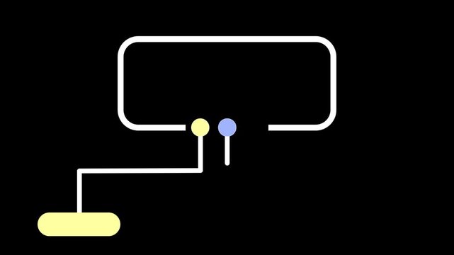 Animated flowchart diagram with colorful nodes forming a hierarchy on a black background. Ideal for business organization, structure, and workflow concepts.