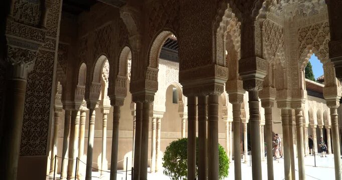 Stucco work in the Nasrid Palace of the Alhambra in Granada, Spain