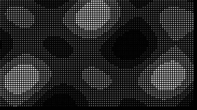 Monochrome digital LED screen texture with abstract moving light