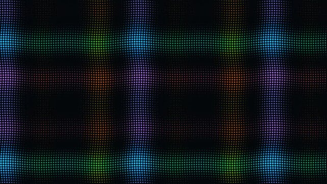Colorful LED dot matrix screen with moving wave patterns
