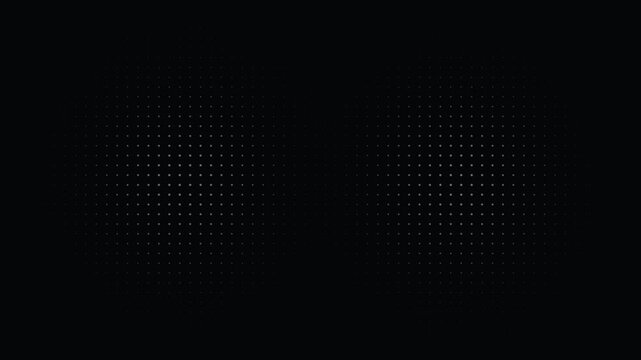 Minimalist white dot matrix grid pulsing on black background
