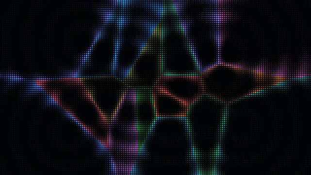 Colorful abstract halftone grid of glowing digital dots