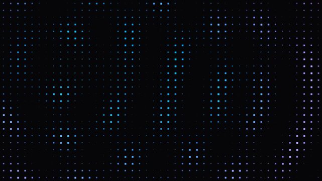 Glowing digital LED grid background with shifting neon colors