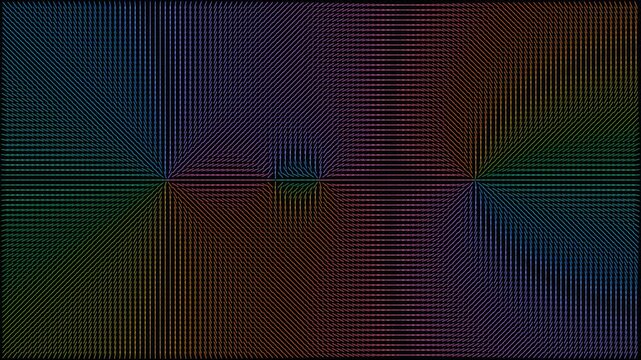 Rainbow vector field visualization of magnetic forces on black backgro
