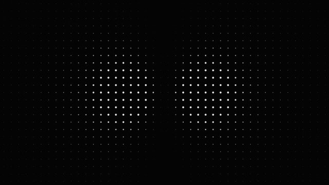 Rotating white light spots on a digital dot grid background