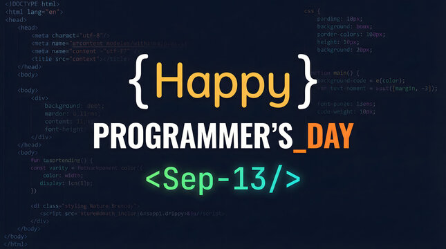 Happy programmers day celebration with coding background