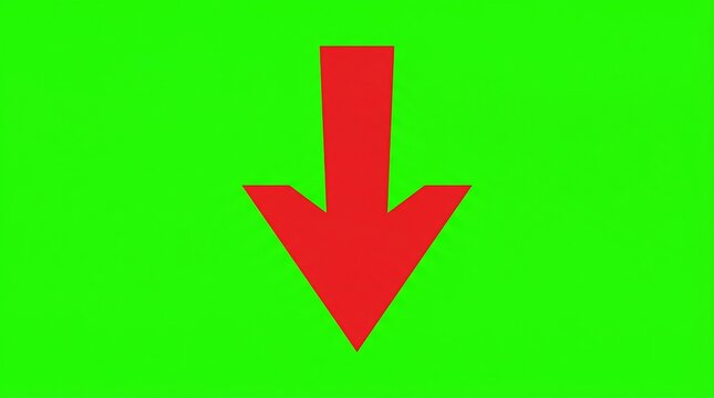Red arrow pointing down on a bright green background