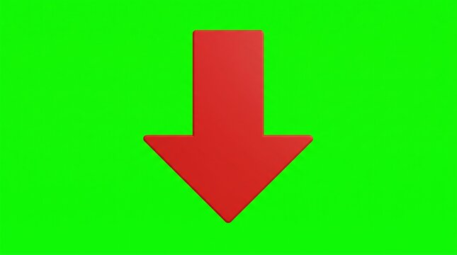 Bright red downward pointing arrow on solid green background