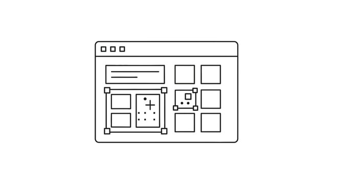 Web Design Interface with Drag and Drop Elements, Layout and Content Blocks