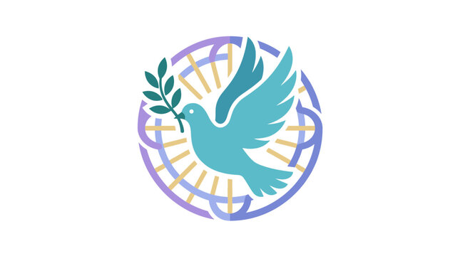 Peace Dove Symbol with Olive Branch and Globe