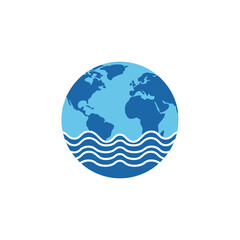Obraz premium Illustration of planet Earth with ocean waves.