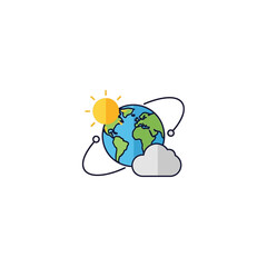 Fototapeta premium Earth with cloud and sun symbol.