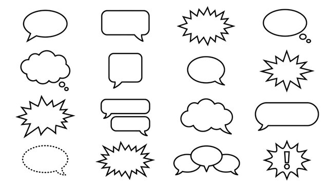 Retro empty comic speech bubbles set with black halftone shadows. Vintage design, pop art style - stock vector.